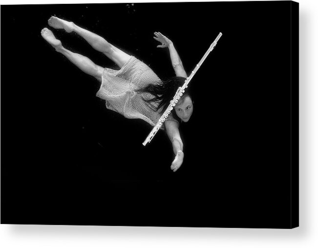 Artist Acrylic Print featuring the photograph Artist magically floating with her flute 72 by Dan Friend