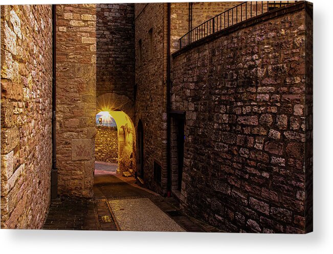 Acrylic Print featuring the photograph Assisi at Night by Douglas Wielfaert