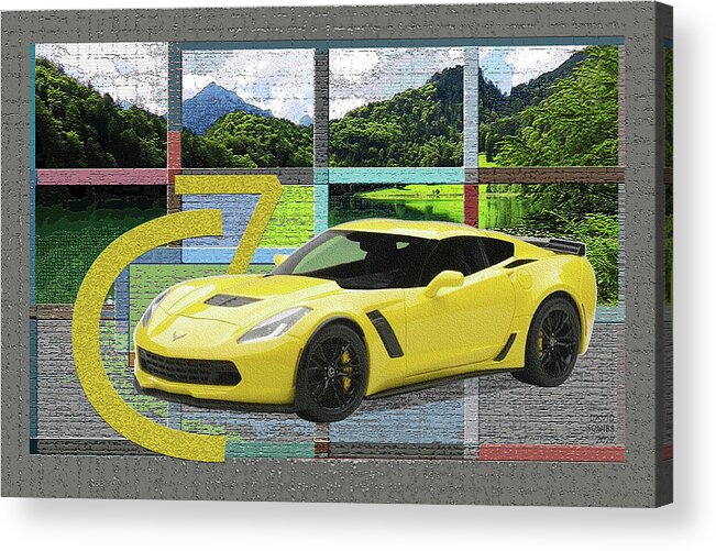 Autoart Vettes Acrylic Print featuring the digital art AUTOart Vettes / C7even by David Squibb