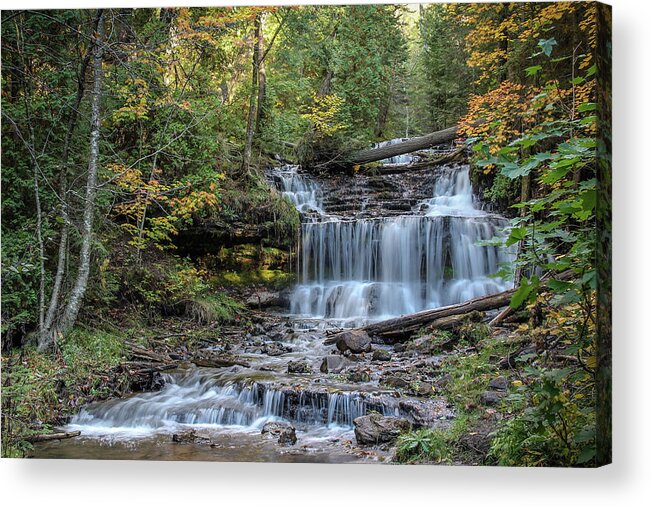 Usa Acrylic Print featuring the photograph Autumn at Wagner Falls by Robert Carter