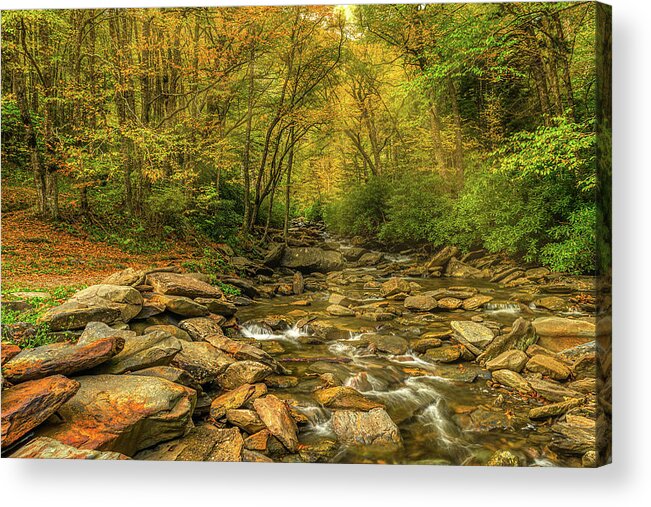 October Acrylic Print featuring the photograph Autumn on Laurel Creek by Kenneth Everett