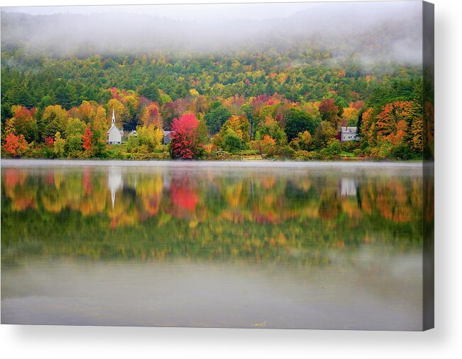 New Hampshire Acrylic Print featuring the photograph Autumn Reflections, Eaton, NH. by Jeff Sinon
