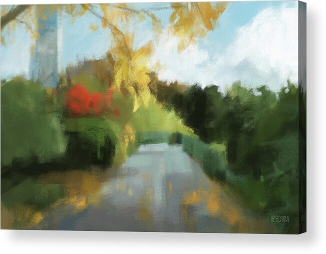 Conservatory Garden Acrylic Print featuring the painting Autumn Walk Central Park Conservatory Garden by Beverly Brown