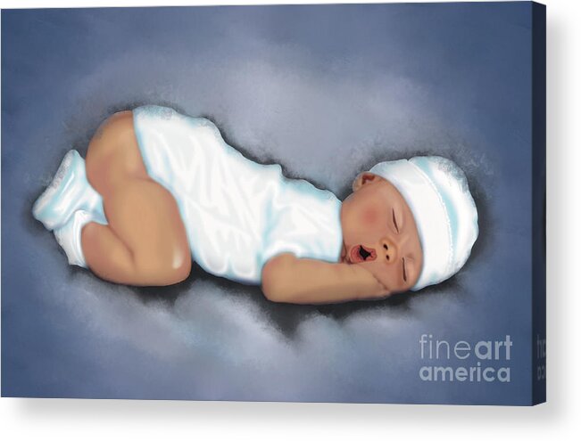 Baby Acrylic Print featuring the painting Baby in dreams by Remy Francis