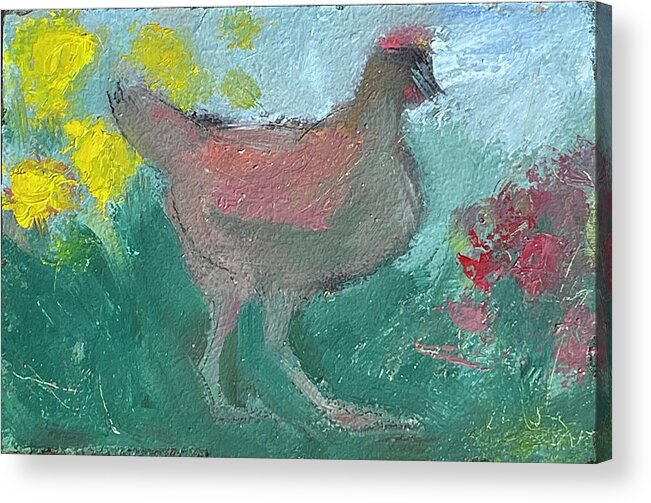 Chicken Acrylic Print featuring the painting Backyard Hen by Laura Lee Cundiff