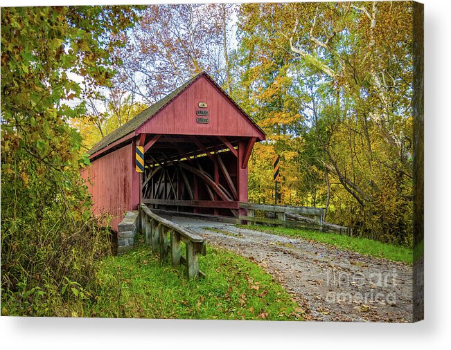 Bailey Bridge Acrylic Print featuring the photograph Bailey Covered Bridge, Washington County, PA by Sturgeon Photography