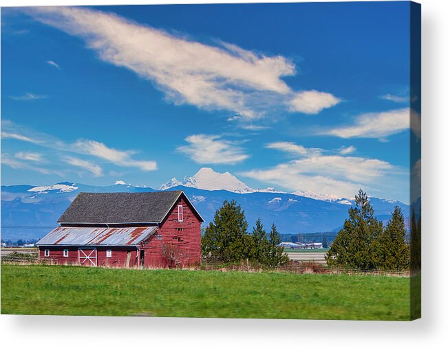 Mt Baker Acrylic Print featuring the photograph Baker and Barn by Steph Gabler