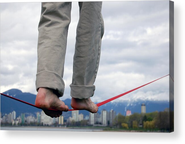 Rolled Up Pants Acrylic Print featuring the photograph Balancing, Vancouver, British Columbia by Michael Fuller