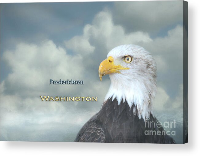 Frederickson Acrylic Print featuring the mixed media Bald Eagle Frederickson WA by Elisabeth Lucas