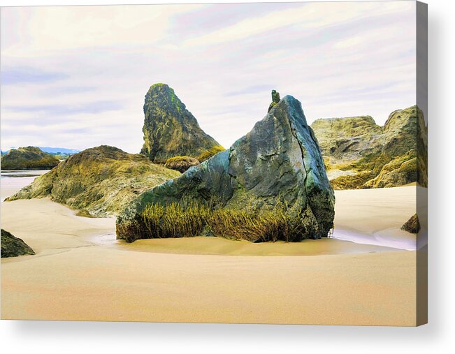 Bandon Acrylic Print featuring the photograph Bandon Beach Rocks by Jerry Cahill