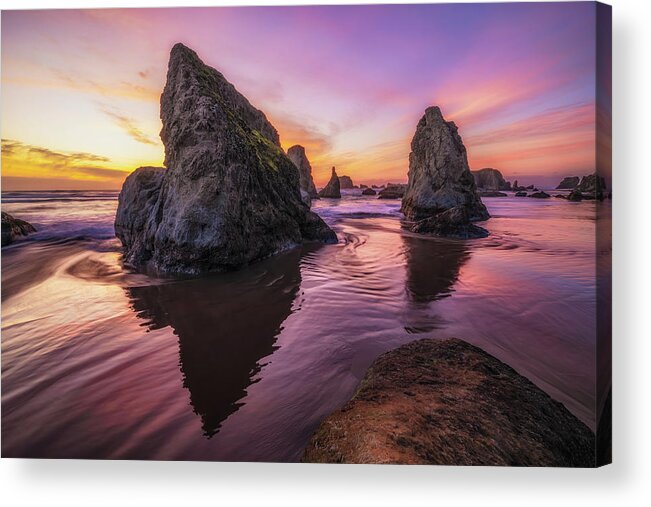 Sunset Acrylic Print featuring the photograph Bandon Explosion by Darren White