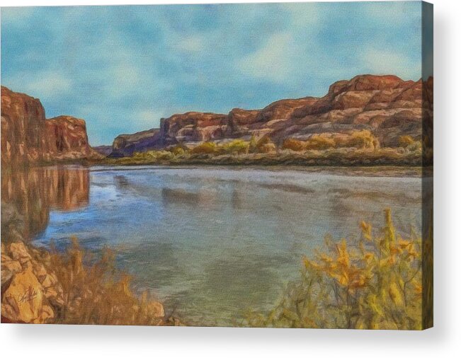 Water Acrylic Print featuring the painting Banks of the Colorado by Jeffrey Kolker
