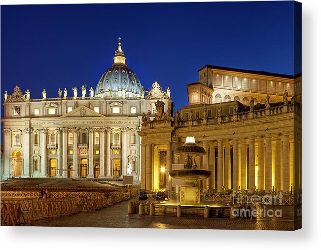 Vatican Acrylic Print featuring the photograph Basilica San Pietro - Vatican - Rome Italy by Brian Jannsen