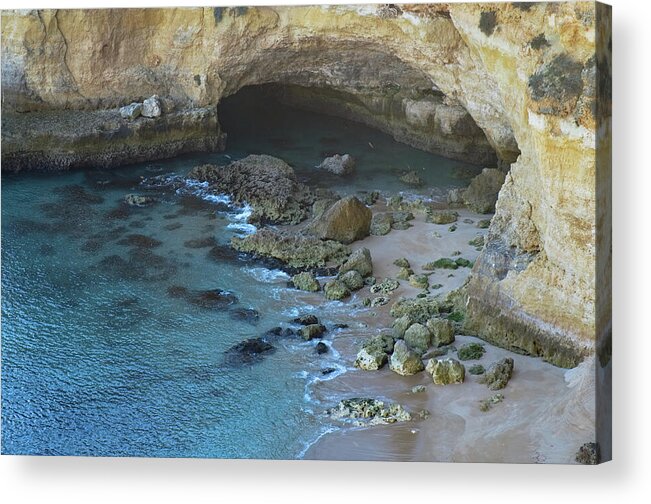 Be Like Water Acrylic Print featuring the photograph Beach Cave from the Cliffs in Malhada do Baraco by Angelo DeVal