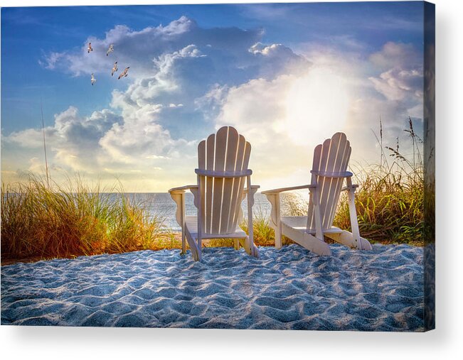 Clouds Acrylic Print featuring the photograph Beach Time by Debra and Dave Vanderlaan