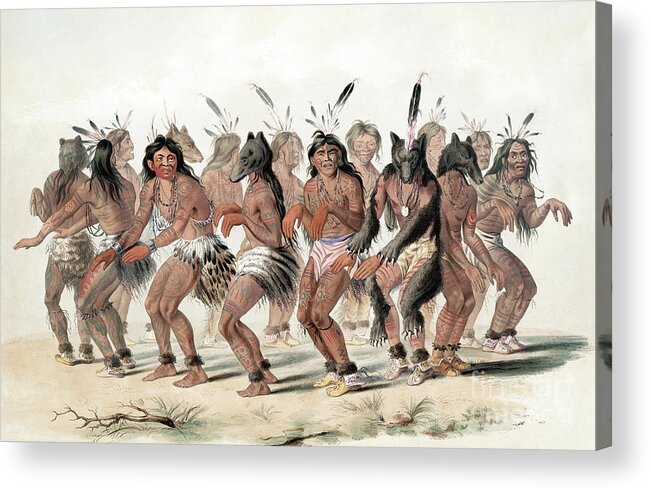 1845 Acrylic Print featuring the painting Bear Dance, 1845 by George Catlin