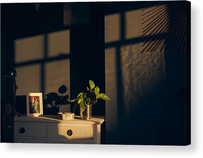 Shadow Acrylic Print featuring the photograph Beautiful sunlight showing abstract shadows in home by Barton