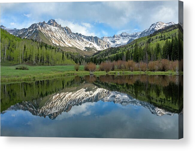 Mount Sneffels Acrylic Print featuring the photograph Beaver Pond Reflection by Denise Bush
