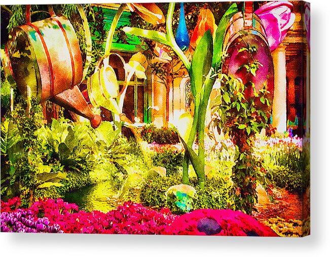 Spring Garden Acrylic Print featuring the photograph Bellagio spring garden, Las Vegas by Tatiana Travelways