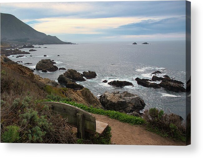 Beach Acrylic Print featuring the photograph Bench With a View in Big Sur by Matthew DeGrushe