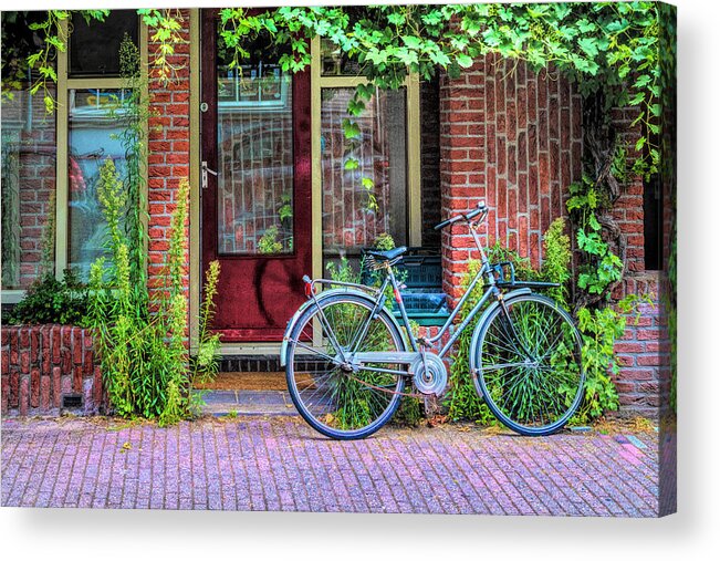 Fall Acrylic Print featuring the photograph Bicycle Along the Streets of Amsterdam II by Debra and Dave Vanderlaan