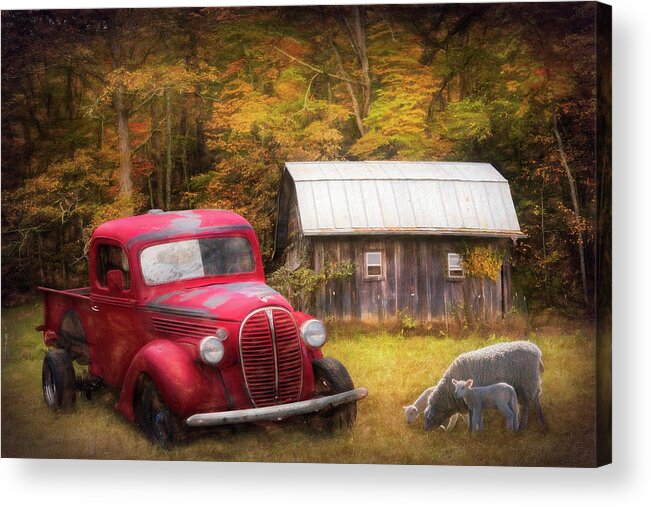 Barn Acrylic Print featuring the photograph Big Red on the Farm Painting by Debra and Dave Vanderlaan