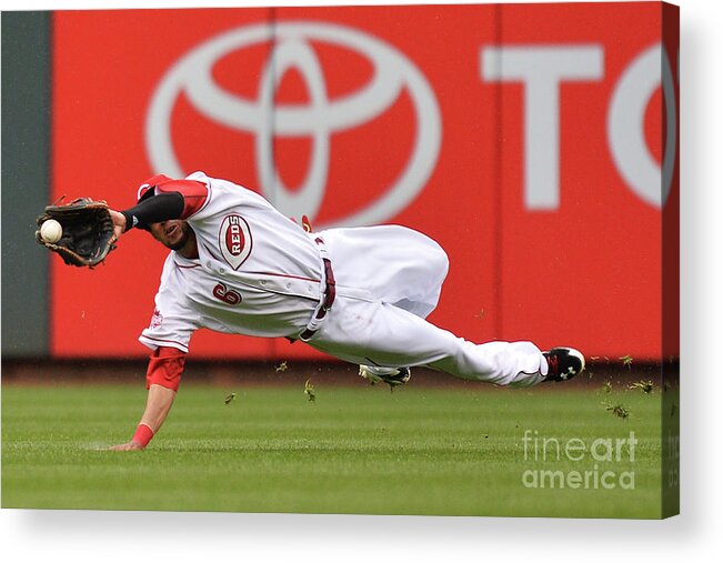 Great American Ball Park Acrylic Print featuring the photograph Billy Hamilton and Starling Marte by Jamie Sabau