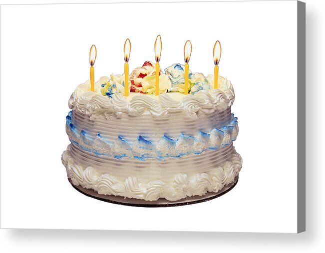 Celebration Acrylic Print featuring the photograph Birthday cake with candles by Comstock