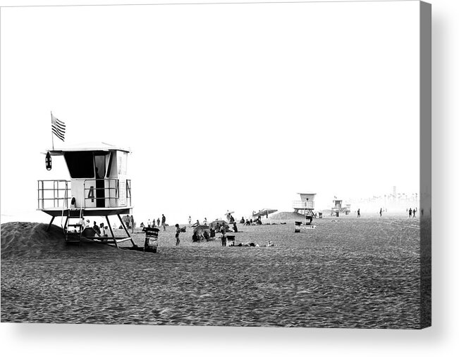 Huntington Beach Acrylic Print featuring the photograph Black California Series - Day at Huntington Beach by Philippe HUGONNARD