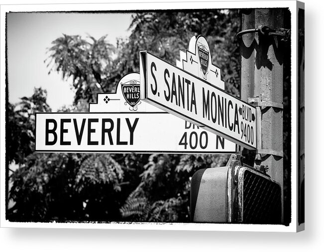 Los Angeles Acrylic Print featuring the photograph Black California Series - L.A Street Signs by Philippe HUGONNARD