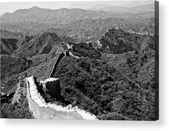 Great Wall Of China Acrylic Print featuring the photograph Black China Series - Great Wall of China I by Philippe HUGONNARD