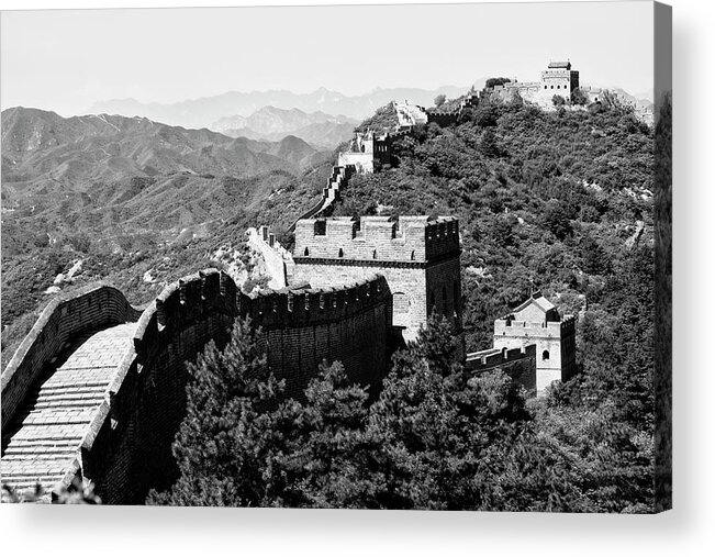Great Wall Of China Acrylic Print featuring the photograph Black China Series - Great Wall of China by Philippe HUGONNARD