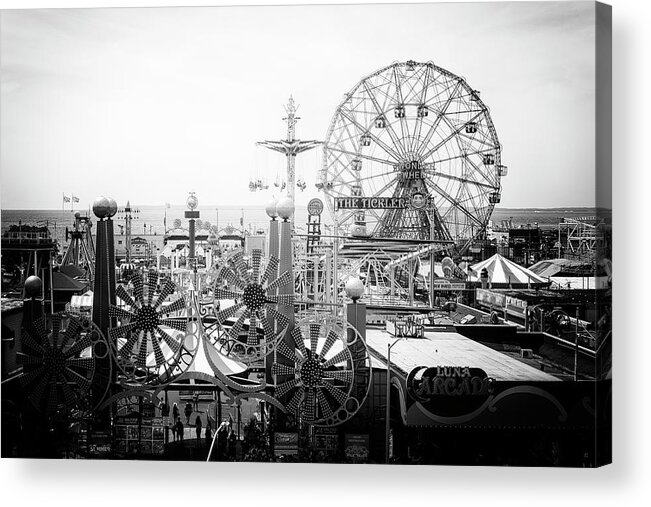 United States Acrylic Print featuring the photograph Black Manhattan Series - Vintage Coney Island by Philippe HUGONNARD