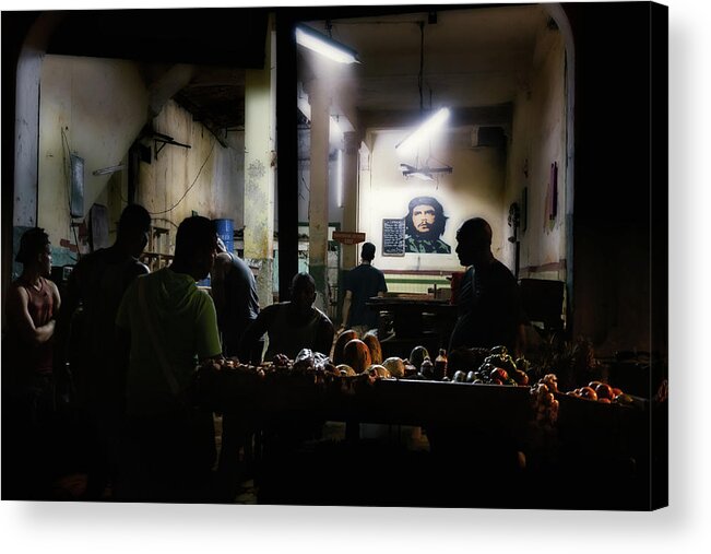 Cuba Acrylic Print featuring the photograph Black Market at night by Micah Offman