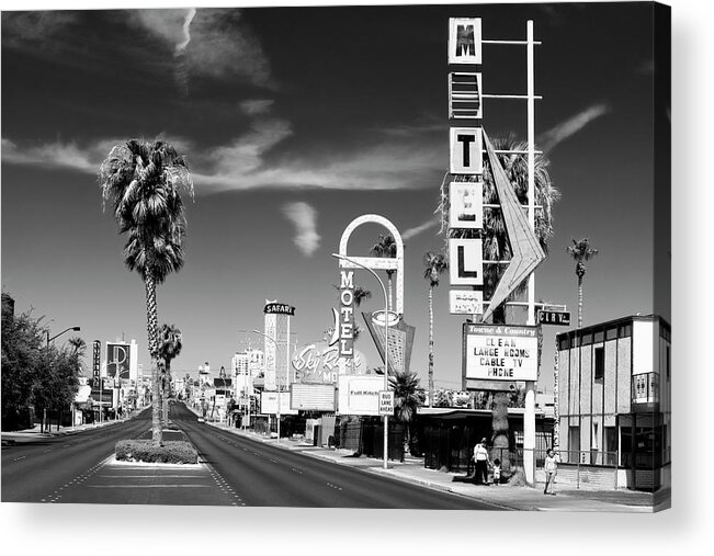 Nevada Acrylic Print featuring the photograph Black Nevada Series - Vintage Las Vegas by Philippe HUGONNARD