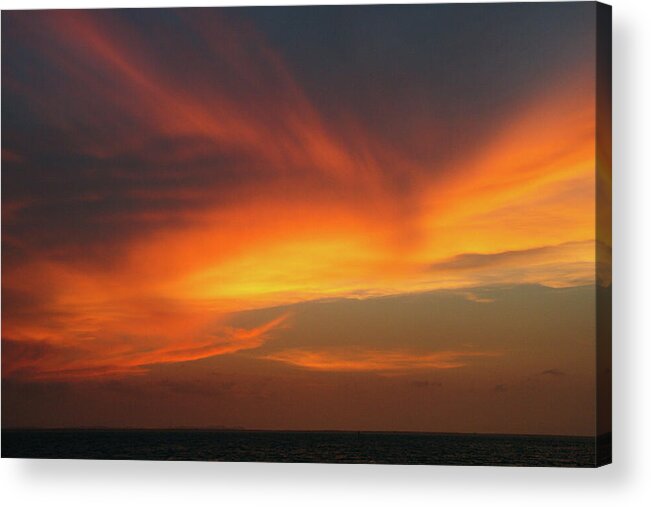 Mexico Acrylic Print featuring the photograph Black Ocean, Orange Sky by Leslie Struxness
