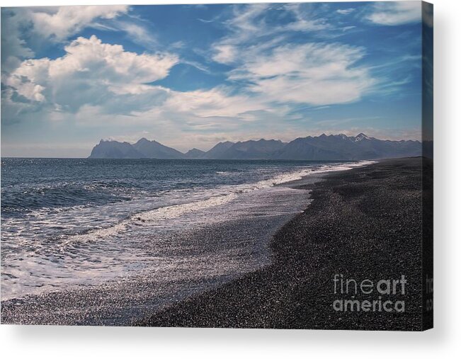 Iceland Acrylic Print featuring the photograph Black Volcanic Sand On South Coast Beach, Iceland by Philip Preston
