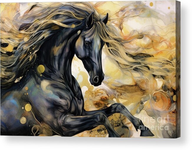 Horse Acrylic Print featuring the painting Blazing Stallion by Tina LeCour