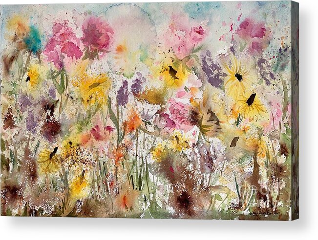 Meadow Acrylic Print featuring the painting Blissful Meadow by Liana Yarckin