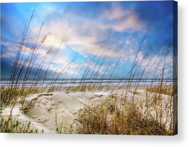 Clouds Acrylic Print featuring the photograph Blowing in the Sand Dunes by Debra and Dave Vanderlaan