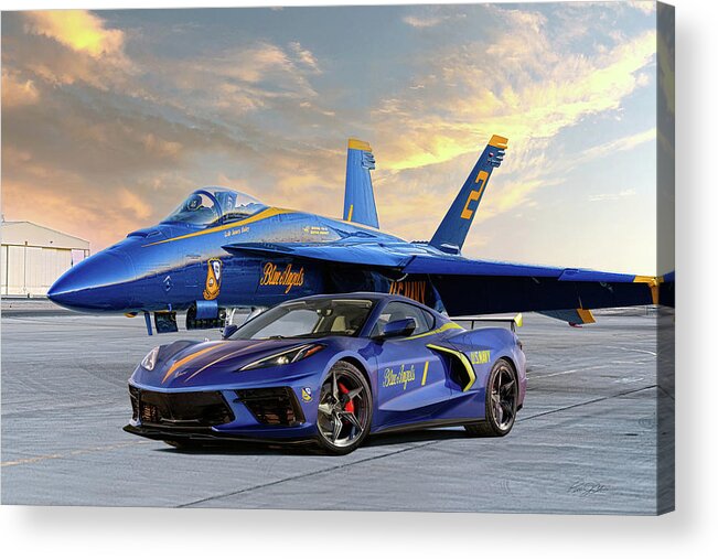 Blue Angels Acrylic Print featuring the digital art Blue Angels 1 and 2 by Peter Chilelli