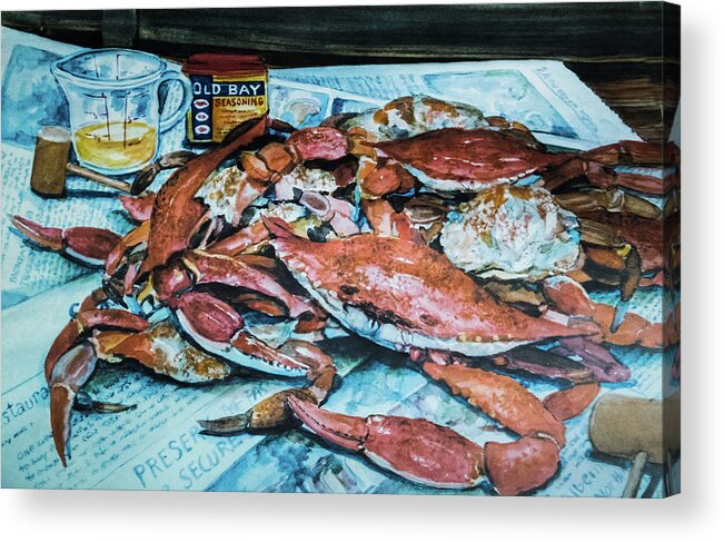 Blue Crab Acrylic Print featuring the photograph Blue Crab Boil by Karen Wiles