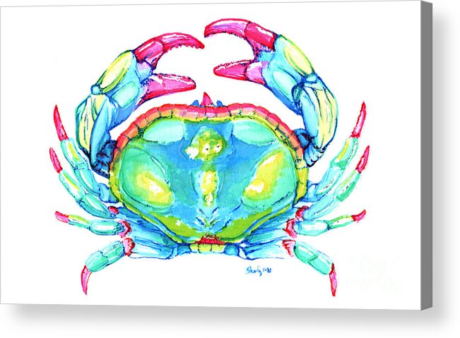 Crab Acrylic Print featuring the painting Blue Crab by Shelly Tschupp