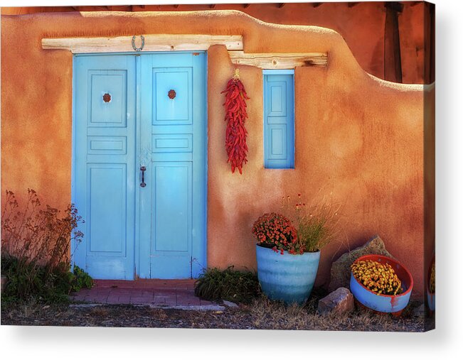 Blue Doors Acrylic Print featuring the photograph Blue Doors in Taos by Susan Rissi Tregoning