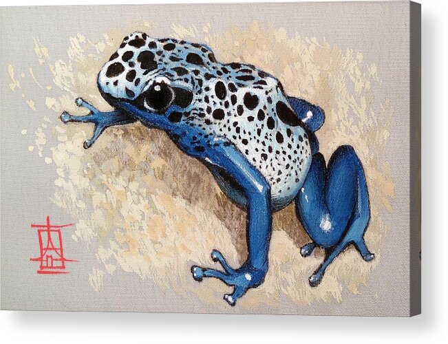 Russian Artists New Wave Acrylic Print featuring the painting Blue Froggy by Alina Oseeva