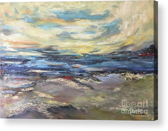 Painting Acrylic Print featuring the painting Blue horizon by Maria Karlosak