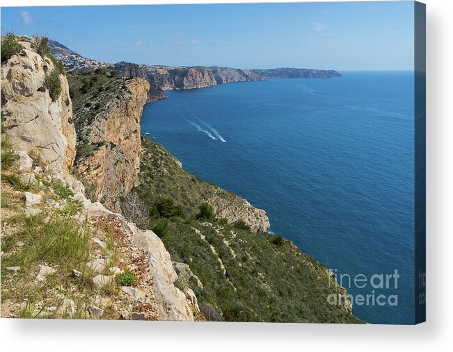 Mediterranean Sea Acrylic Print featuring the photograph Blue Mediterranean Sea and limestone cliffs by Adriana Mueller