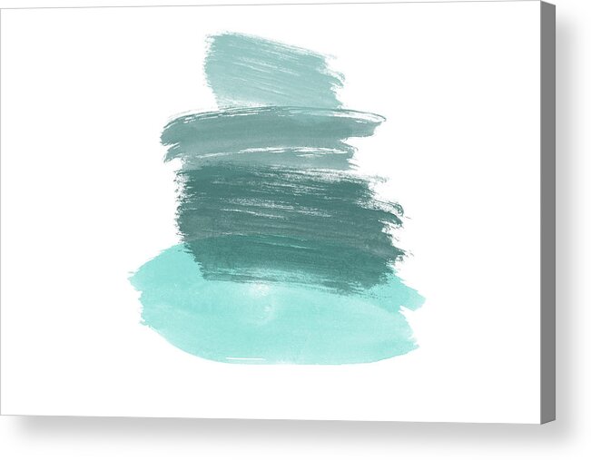 Blue Acrylic Print featuring the digital art Blue Paint Strokes by Alison Frank