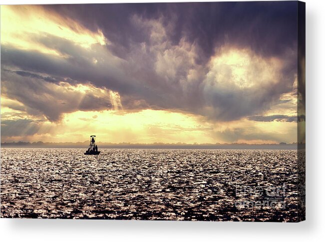 Fishing Acrylic Print featuring the photograph Boat and Four Men by Marvin Spates