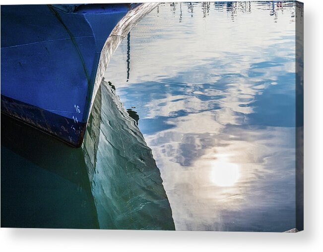 Boat Acrylic Print featuring the photograph Boat reflection in water by Fabiano Di Paolo